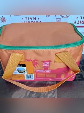 NWT Trader Joe’s Orange Mini Insulated Tote Bag with Green Trim